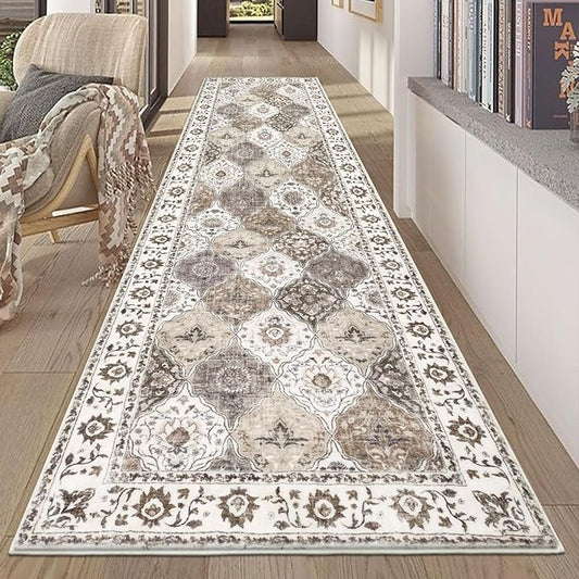 HEBE Hallway Runner Rug 2'8''x8' Washable Vintage Distressed Area Rugs Non Slip Laundry Rug Runner Boho Floor Carpet Runners for Hallways Entryway Laundry Room Kitchen Bathroom
