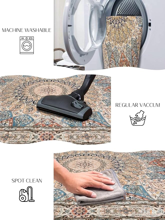 2x3 Door Mat Entryway Area Rug Small Soft Non-Slip Machine Washable Rug Low-Pile Boho Rug Oriental Throw Rug Carpet for Living Room Bedroom Kitchen Entrance