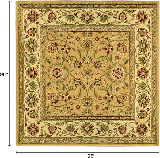 SAFAVIEH Lyndhurst Collection 8' Square Beige/Ivory LNH212D Traditional Oriental Non-Shedding Living Room Bedroom Dining Home Office Area Rug