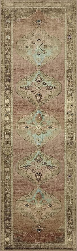 Loloi Magnolia Home by Joanna Gaines Sinclair Collection SIN-06 Clay/Tobacco 2'-3" x 9'-6", .25" Pile Height, Machine Washable, Runner Rug