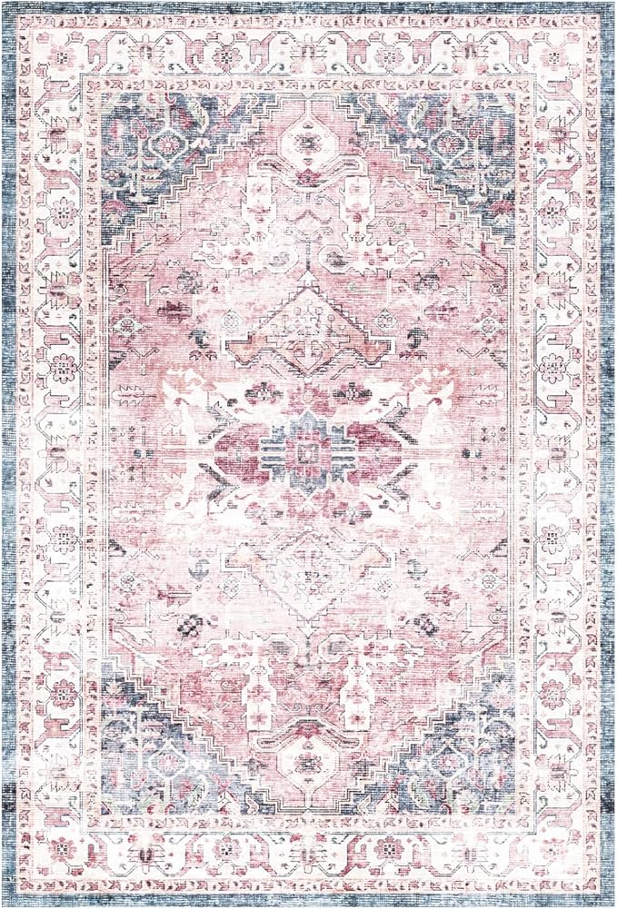 2x3 Washable Area Rugs 2x3 Entryway Rug Pink Door Mate Indoor Entryway Rugs Pink Boho Entryway Rug No Shedding Low Pile Soft Small Area Rug for Door Mat Bedroom Dining Room Kitchen