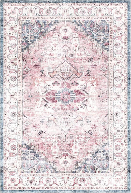 2x3 Washable Area Rugs 2x3 Entryway Rug Pink Door Mate Indoor Entryway Rugs Pink Boho Entryway Rug No Shedding Low Pile Soft Small Area Rug for Door Mat Bedroom Dining Room Kitchen