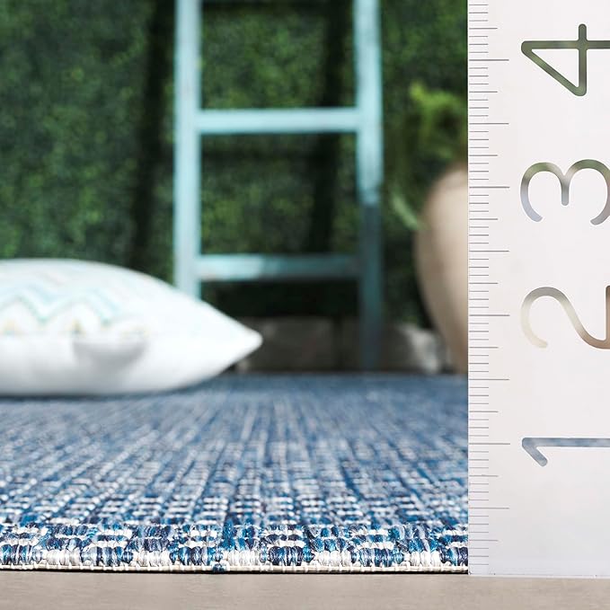 SAFAVIEH Courtyard Collection Area Rug - 6'7" x 9'6", Navy & Grey, Non-Shedding & Easy Care, Indoor/Outdoor & Washable-Ideal for Patio, Backyard, Mudroom (CY8521-36821)
