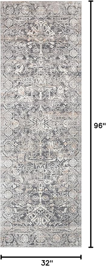 Loloi II Lucia Collection LUC-03 Steel/Ivory 2'-8" x 8' Runner Rug