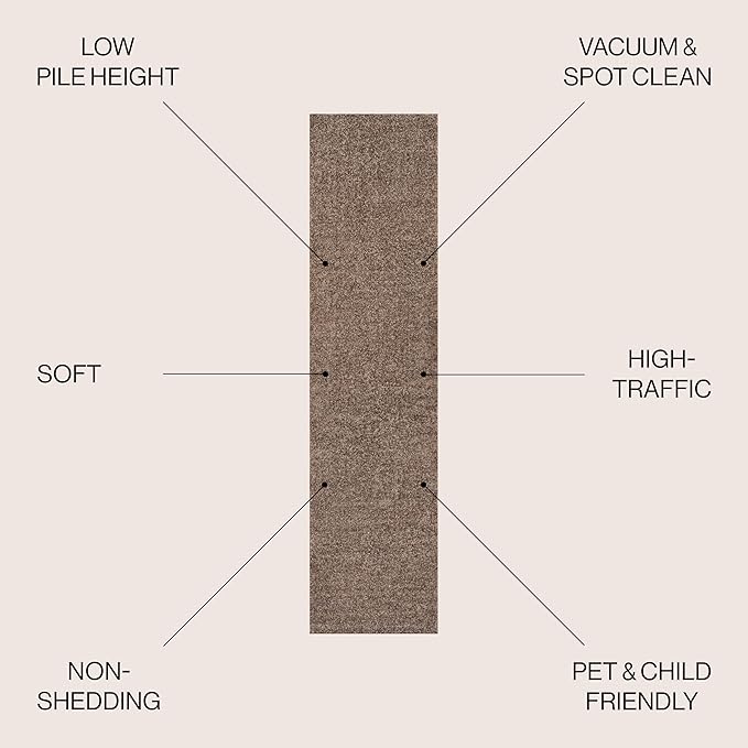 JONATHAN Y SEU100J-214 Haze Solid Low-Pile Indoor Runner Rug, Coastal, Bohemian, Minimalist, Classic, Casual for Bedroom,Kitchen,Living Room,Non Shedding,Easy-Washing, Brown, 2 X 14