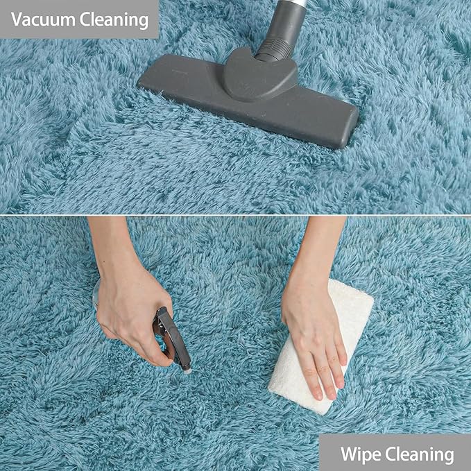 YJ.GWL Area Rugs for Bedroom, 2x3 Door Mat Washable Small Teal Bedside Rug,Fluffy Shaggy Entryway Rugs for Living Room, Shag Indoor Floor Carpet for Kids Boy and Girls, Home Decor Aesthetic