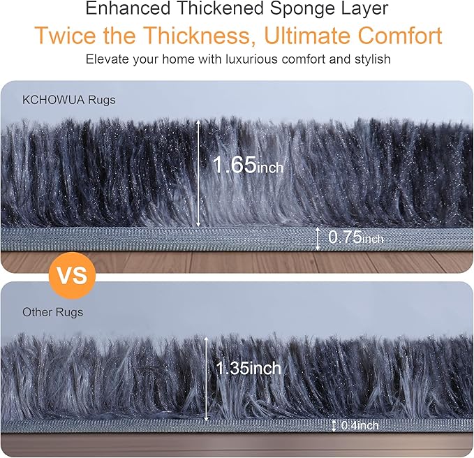 Thick Area Rug Dark Grey 5x8 Fluffy Shag for Bedroom Living Room Soft Plush Washable Thickened Non-Slip Fuzzy Carpet for Kids Baby Nursery Cozy Shaggy Floor Rugs for Dorm, Tie-Dye Gray