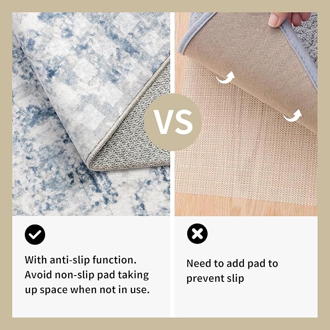 Washable Area Rugs 8x10 for Living Room Abstract Rugs Non Slip Lightweight Carpets for Bedroom Dining Kitchen Home Decor Office Area Rugs (Blue)