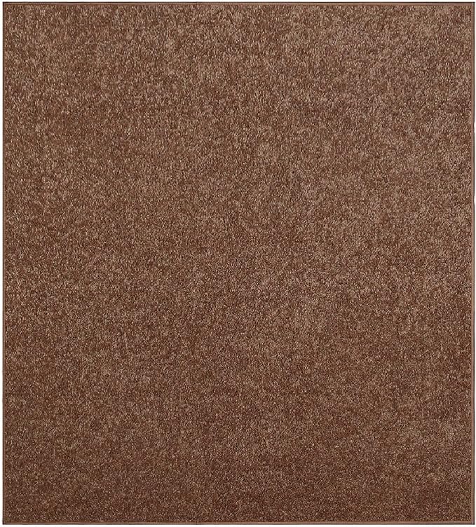 Furnish my Place Modern Indoor/Outdoor Commercial Solid Color Rug - Brown, 3' x 3', Square, Pet and Kids Friendly Rug. Made in USA, Area Rugs Great for Kids, Pets, Event, Wedding
