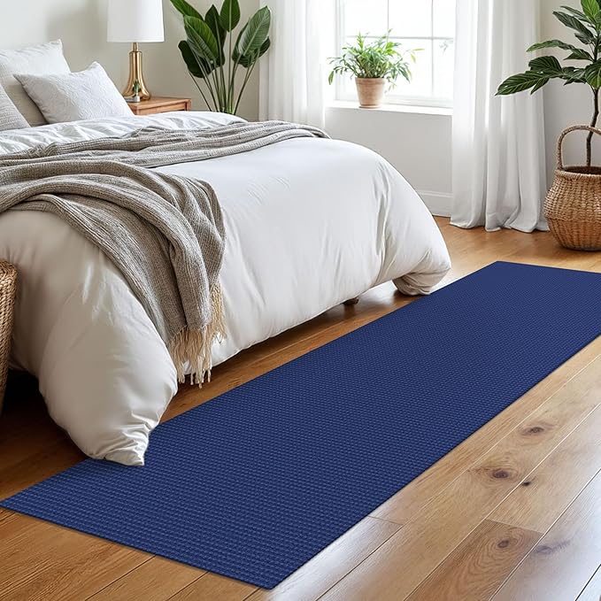 Braided Runner Rug 2x8 Ft Washable Runners for Hallways Kitchen Runner Rug Rubber Backed Cotton Entryway Runner Indoor, Woven Floor Carpet for Hall Kitchen Bedroom, Royal Blue/Navy