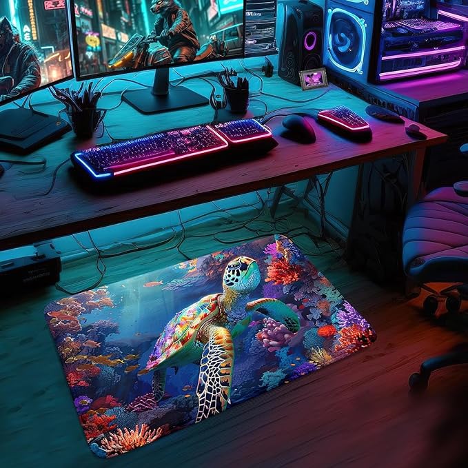 Sea Turtles Rug - Seafloor Turtle Area Rug for Kids 35" L x 23" W Coral Ocean Life Turtles Carpet Rugs for Bedroom Living Room Kids Room Decor