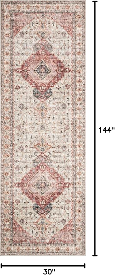 Loloi II Skye Collection SKY-02 Ivory/Berry 2'-6" x 12'-0" Runner Rug