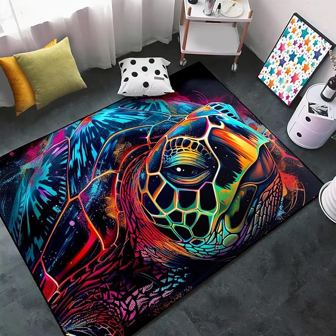 Sea Turtles Rugs for Kids - Sea Turtle Area Rug 3'×5' Ocean Life Turtles Carpet for Bedroom Living Room Ocean Turtle Kids Room Decor