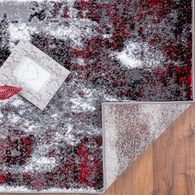 LUXE WEAVERS Modern Abstract Art Red 2x3 Area Rug