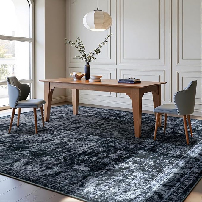 3x5 Non Slip Area Rug, Modern Soft Rugs for Living Room Machine Washable Easy Clean, Kids Pet Friendly Non Shedding, Comfortable for Bedroom Dining Room Kitchen Home Office Floor - Gray