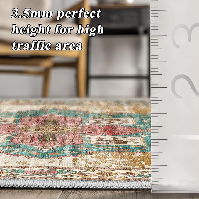 RUUGME Washable 8x10 Area Rugs - Large Rugs for Living Room Stain Resistant Carpet Vintage Rugs for Bedroom with Non Slip Backing Home Decor Floor Decoration Mat (8x10 Green)