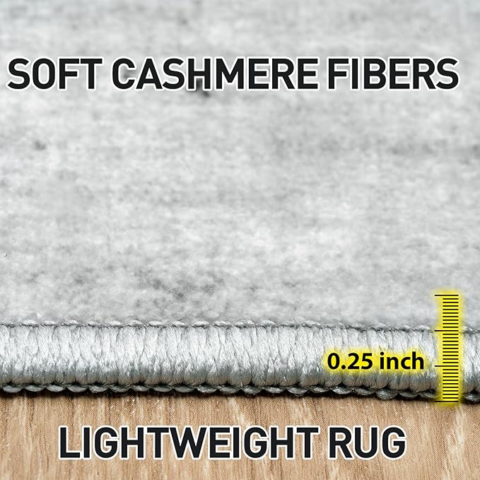 2'6''x8' Runner Rugs Washable Rug: Modern Abstract Living Room Rug Soft Anti-Skid Thin Carpet Indoor Floor Non-Shedding Carpets for Bedroom Dining Room Farmhouse Nursery Home Office Black White Grey