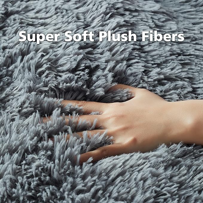 Ophanie Upgrade 2x3 Rugs for Living Room, Light Grey Fluffy Carpet Large Fuzzy Plush Shag Comfy Soft, Non-Slip Indoor Floor Carpet for Kids, Bedroom, Playroom, Home Decor Aesthetic
