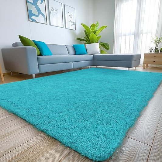 Sour Lemon Area Rugs 9x12 Living Room，Large Area Rug Shag Shaggy Carpet Soft Plush Furry Bedside Rug, Machine Washable Area Rugs for Bedroom Kids Girls Boys Home Decor Anti Slip