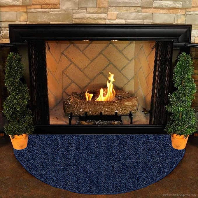 Ambiant Broadway Collection Pet Friendly Indoor Outdoor Area Rugs Blue - 33'' x 66'' Half Round, Stain & Fade Resistant, Easy Care, Pet & Kids Friendly, Made in USA, Perfect for Weddings