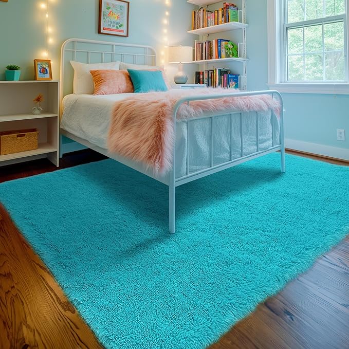 Sour Lemon Area Rugs 9x12 Living Room，Large Area Rug Shag Shaggy Carpet Soft Plush Furry Bedside Rug, Machine Washable Area Rugs for Bedroom Kids Girls Boys Home Decor Anti Slip