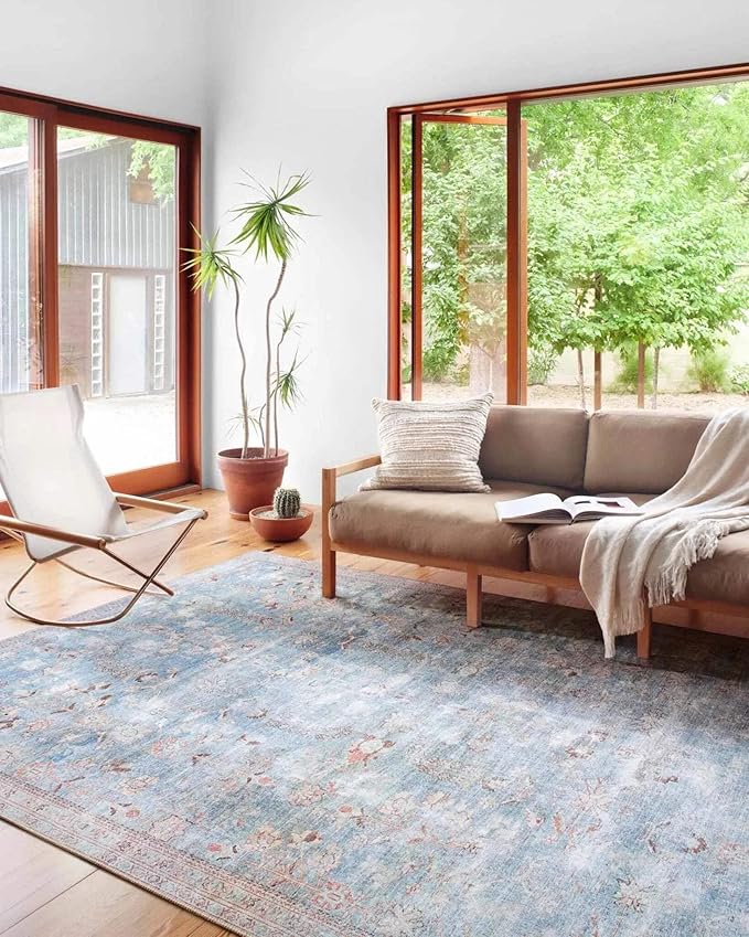 Loloi II Wynter Collection WYN-06 Teal/Multi 2'-6" x 12'-0", .13" Thick, Runner Rug, Soft, Durable, Printed, Vintage Inspired, Low Pile, Non-Shedding, Easy Clean, Living Room Rug