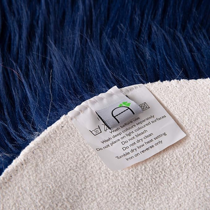 Ashler Faux Fur Rug, Fluffy Shaggy Area Rug, Ultra Soft 2.2 x 6 Feet Rectangle, Navy Blue Fuzzy Machine Washable Shag, Nursery Decor Throw for Bedroom, Kids Room, Living Room
