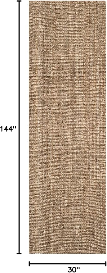 SAFAVIEH Natural Fiber Collection Runner Rug - 2'6" x 12', Natural & Grey, Handmade Chunky Textured Jute 0.75-inch Thick, Ideal for High Traffic Areas in Living Room, Bedroom (NF447M)