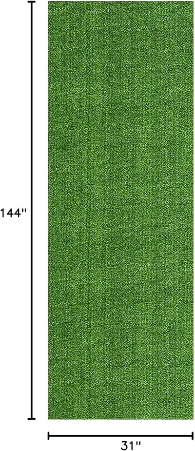 Sweet Home Stores Artificial Faux Grass Runner Rug 3x12 Indoor/Outdoor with Drainage Holes, Customizable Runner Rug for Backyard, Patio, Garage Rug, 2'7" x 12'