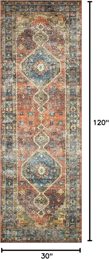 Loloi II Skye Collection SKY-11 Rust/Blue 2'-6" x 10'-0" Runner Rug