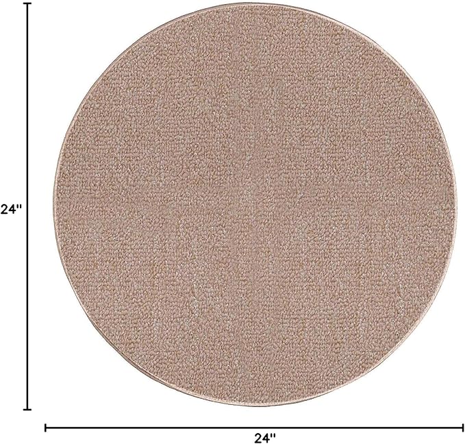 Ambiant Broadway Collection Pet Friendly Indoor Outdoor Area Rugs Beige - 2' Round, Stain & Fade Resistant, Easy Care, Pet & Kids Friendly, Made in USA, Perfect for Weddings & Everyday Use!