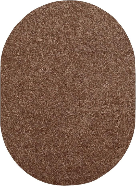 Furnish my Place Modern Indoor/Outdoor Commercial Solid Color Rug - Brown, 4' x 32' Oval, Pet and Kids Friendly Rug. Made in USA, Area Rugs Great for Kids, Pets, Event, Wedding