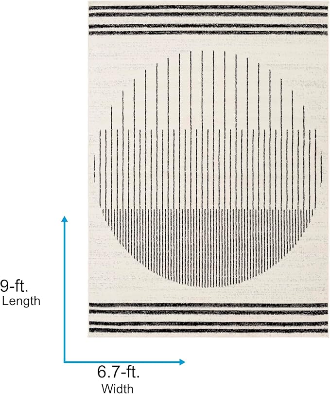 Livabliss Penrod Modern Geometric Area Rug,6'7" x 9',Black/Ivory