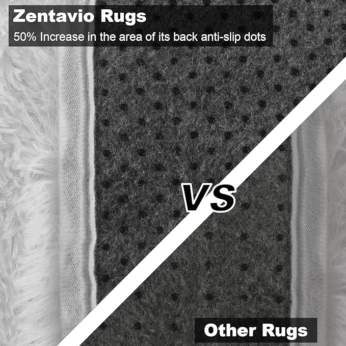 Zentavio Runner Rugs for Hallway 2x6 Shag Soft Bedroom Bedside Rugs Non Slip Fluffy Carpet for Kids Girls Boys Home Decor Aesthetic Dorm Nursery White