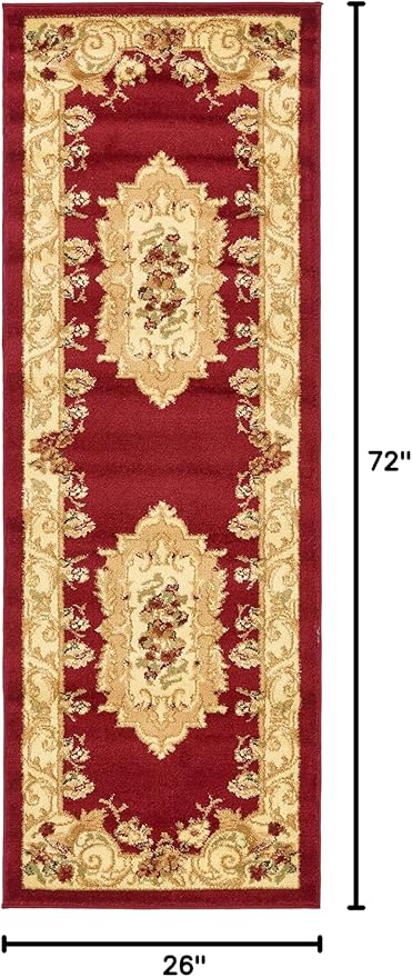 Unique Loom Versailles Collection Traditional Classic Floral Motif Area Rug (2' 2 x 6' 0 Runner, Burgundy/ Ivory)