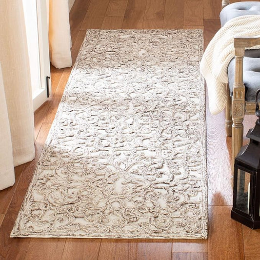 SAFAVIEH Trace Collection Runner Rug - 2'3" x 8', Brown & Ivory, Handmade Wool, Ideal for High Traffic Areas in Living Room, Bedroom (TRC103T)