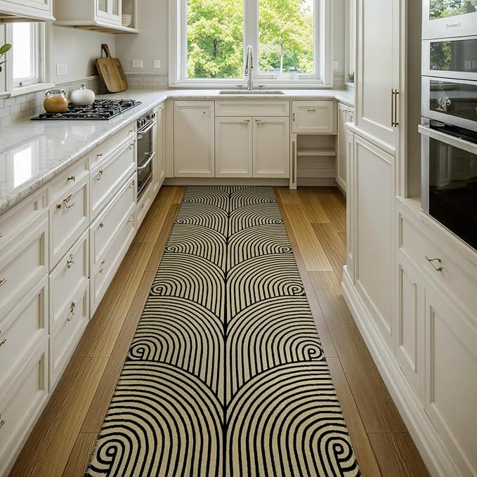 Tiffasea Washable Runners for Hallways 2.6'x8', Kitchen Runner Cotton Woven Entry Rug Long Bathroom Rug Reversible Carpet Runner Modern Floor Runner Rugs for Entryway Foyer Indoor Outdoor