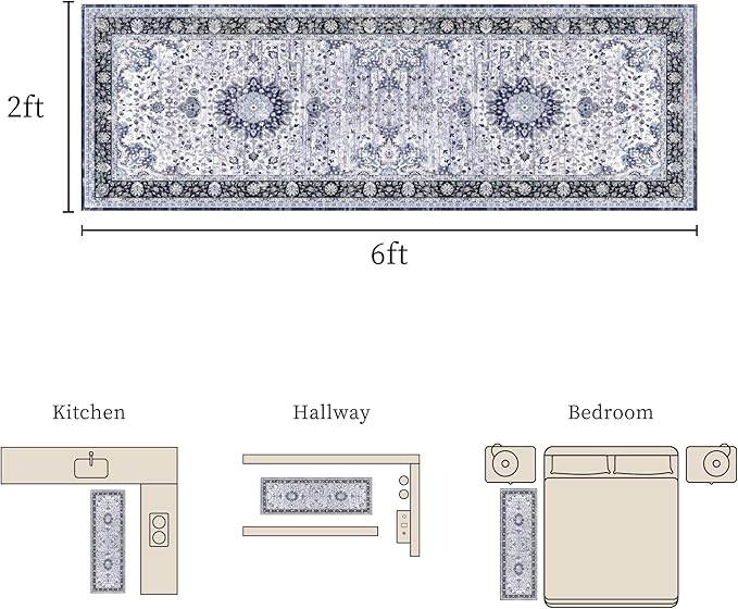 Non Slip Runner Rug, Kitchen Mat, 2x6 Washable Rugs, Runners For Hallways, Area Rug For Bedroom, Low Pile Soft Rugs, Kitchen Floor Mats, Slip Resistance, Durable Rug For Hallways, Bedroom, Kitchen