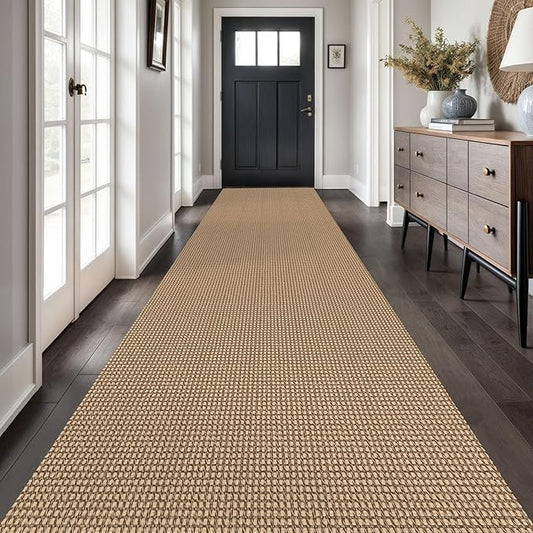 Braided Runner Rug 3x16 Ft Washable Runners for Hallways Non Slip Kitchen Runner Rug Cotton Long Entryway Runner Indoor, Woven Carpet for Hall Stair Entryway, Orange/Tan/Brown