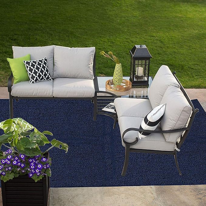 Ambiant Broadway Collection Pet Friendly Indoor Outdoor Area Rugs Blue - 10' x 12' Rectangle, Stain & Fade Resistant, Easy Care, Pet & Kids Friendly, Made in USA, Perfect for Weddings & Everyday Use!