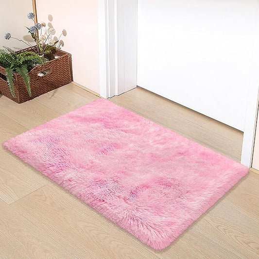 2x3 Small Pink Rug for Girls Room Soft Plush Pink Fluffy Rug for Bedroom Girls Kids Room Dorm Bedside Living Room, Door Mat Indoor Entrance Floor Shag Carpet Throw Rugs for Entryway