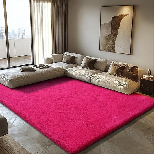 6x9 Fluffy Area Rug for Living Room,Shag Area Rugs for Bedroom,Soft Fuzzy Rug Non-Shedding Indoor Plush Carpet for Kids Bedroom Nursery Dorm Home Decor,Hot Pink