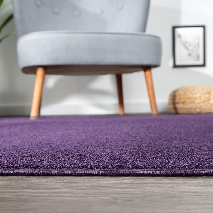 JONATHAN Y SEU100N-210 Haze Solid Low-Pile Indoor Runner -Rug, Coastal, Bohemian, Minimalist Easy -Cleaning,Bedroom,Kitchen,Living Room,Non Shedding, Purple, 2 X 10