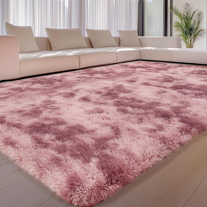 Sour Lemon 8x10 Area Rugs for Bedroom, Living Room Fluffy Rug, Large Area Rug Shag Shaggy Carpet Soft Plush Furry Bedside Rugs, Machine Washable Area Rugs for Kids Girls Boys Home Decor Anti Slip