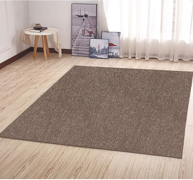 Ambiant Broadway Collection Pet Friendly Indoor Outdoor Area Rugs Brown - 5' Square, Stain & Fade Resistant, Easy Care, Pet & Kids Friendly, Made in USA, Perfect for Weddings & Everyday Use!