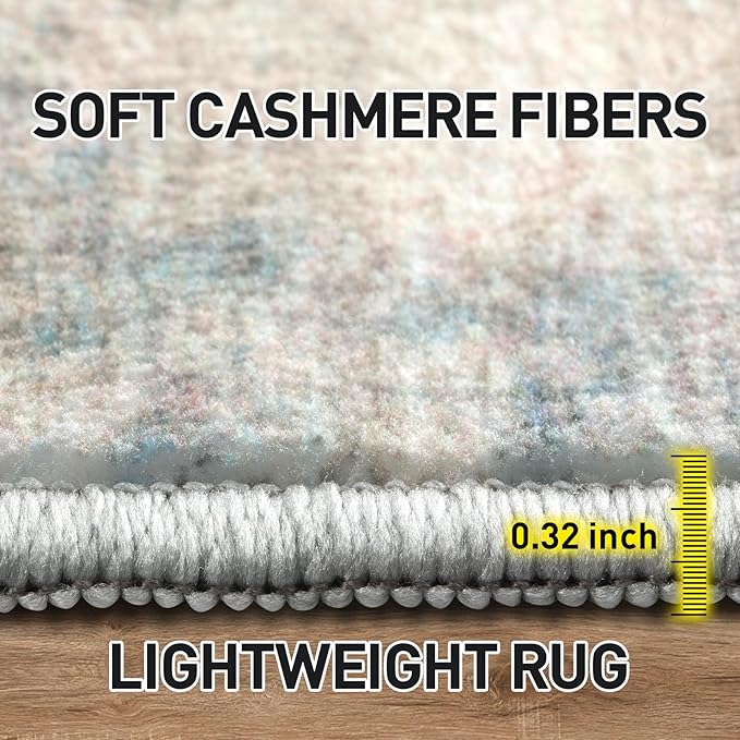 4x6 Area Rugs Washable Rug: Modern Abstract Living Room Rug Soft Anti-Skid Thin Carpet Indoor Floor Non-Shedding Carpets for Bedroom Dining Room Farmhouse Nursery Home Office - Multi Color