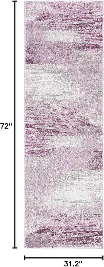 SAFAVIEH Adirondack Collection Runner Rug - 2'6" x 6', Grey & Purple, Modern Abstract Design, Non-Shedding & Easy Care, Ideal for High Traffic Areas in Living Room, Bedroom (ADR112V)