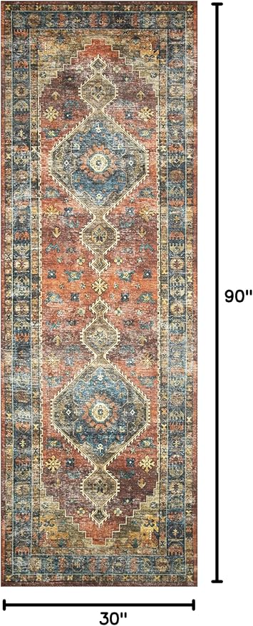Loloi II Skye Collection SKY-11 Rust/Blue 2'-6" x 7'-6" Runner Rug