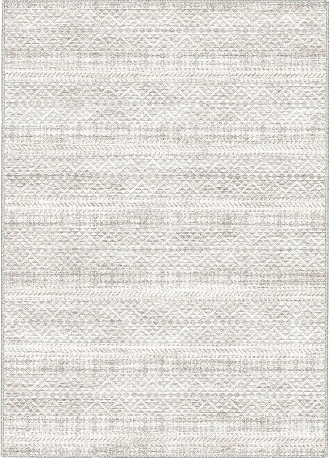 5'x7' Machine Washable Abstract Design Area Rug Machine Washable Area Rugs 5X7, Non Slip, Stain Resistant, Home Decor Living Room Area Rugs 5x7 (Grey Beige 5x7)…