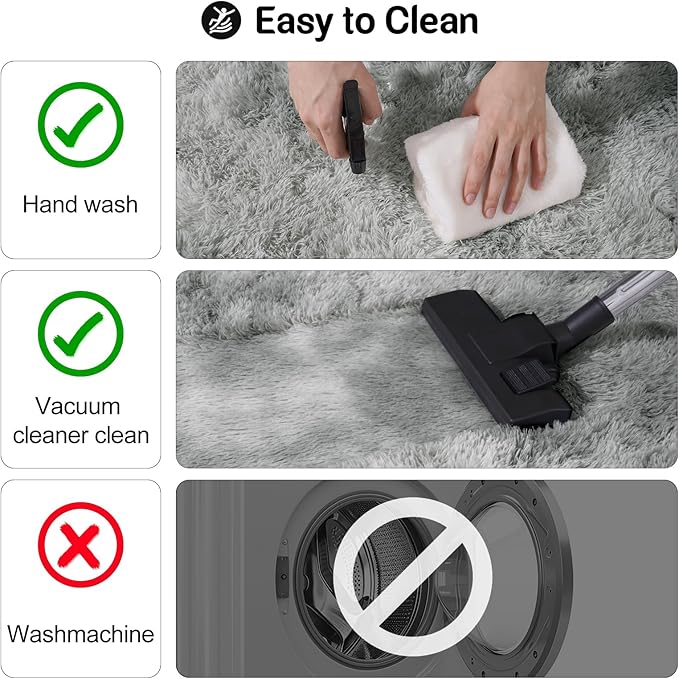 2x3 Rug for Bedroom, Fluffy Area Rugs for Living Room, Small Soft Shag Fuzzy Shaggy Carpets for Kids Boys and Girls Dorm with 4 Non-slip Rug Tapes for Room Home Decor (2ft x 3ft, Tie-dyed Grey)